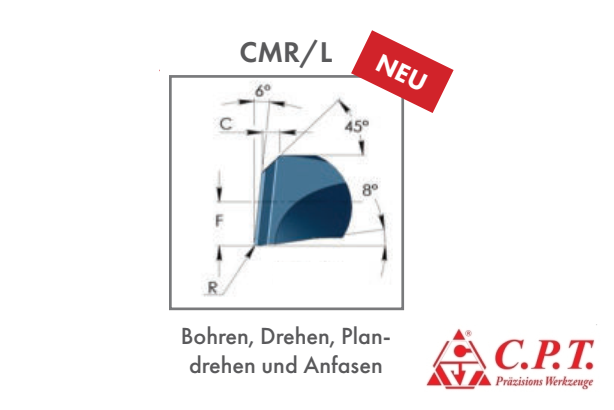 Bohren, Drehen, Plandrehen und Anfasen