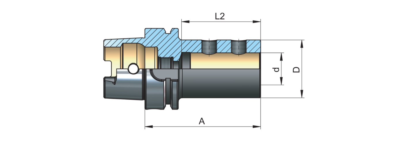 Zeichnung Wendeplattenbohrer Aufnahme E1 HSK
