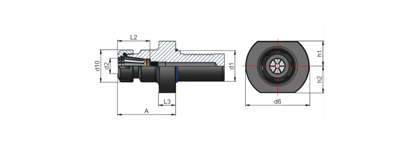 Zeichnung Spannzangenfutter VDI Form E4