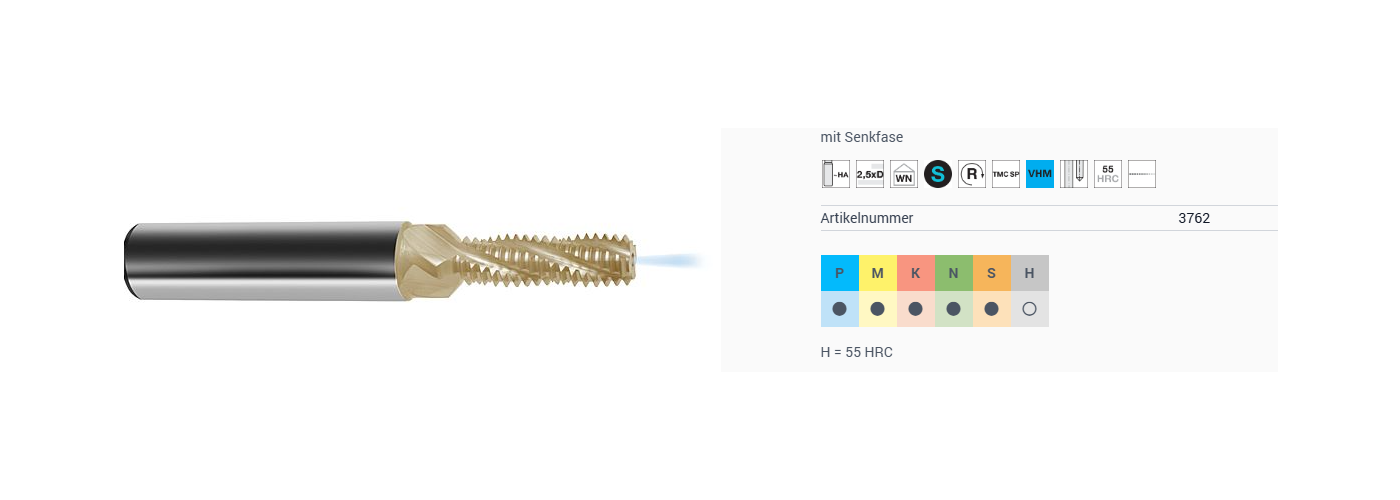 Gewindefräser für Metrische ISO-Feingewinde