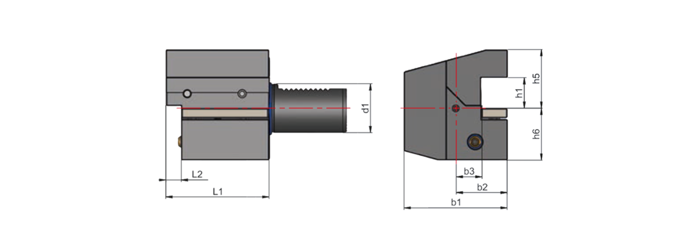 Zeichnung Axial-Werkzeughalter VDI Form C3