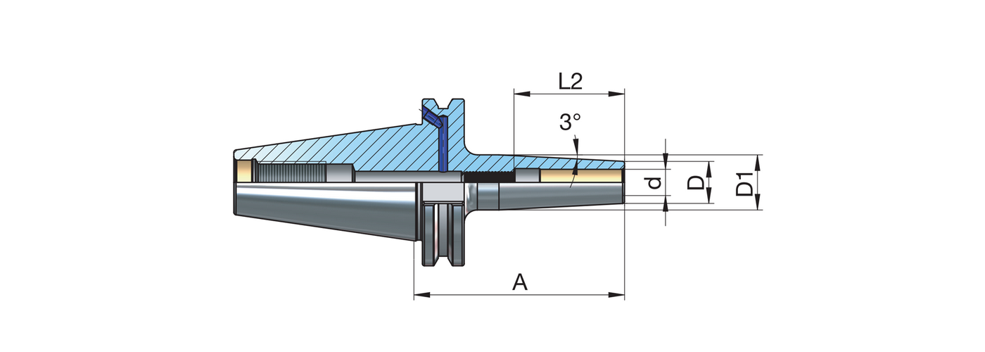 Zeichnung Schrumpffutter schlank mit Steilkegel