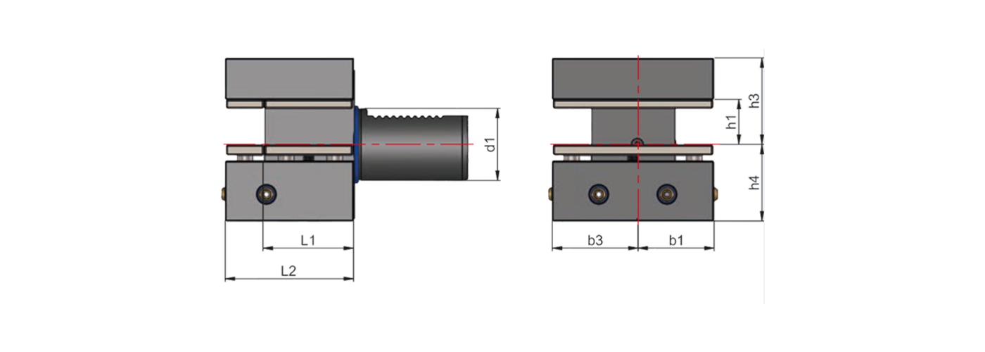 Zeichnung Vierkant-Aufnahme VDI Form D2