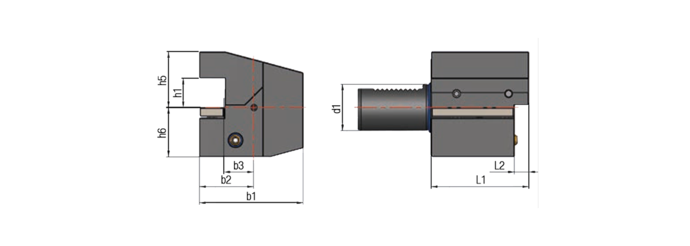 Zeichnung Axial-Werkzeughalter VDI Form C4