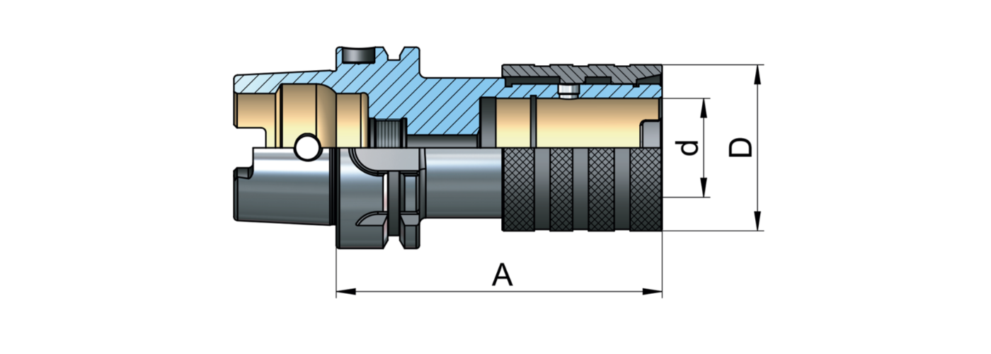 Zeichnung Gewindeschneidfutter ohne Ausgleich HSK