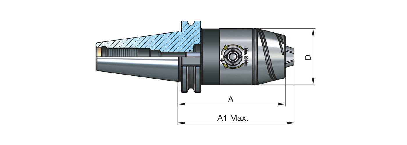Zeichnung NC-Bohrfutter mit Steilkegel