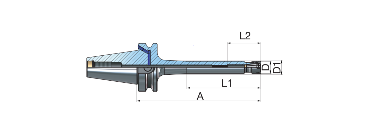 Zeichnung Spannzangenfutter mit Minimutter MAS403BT