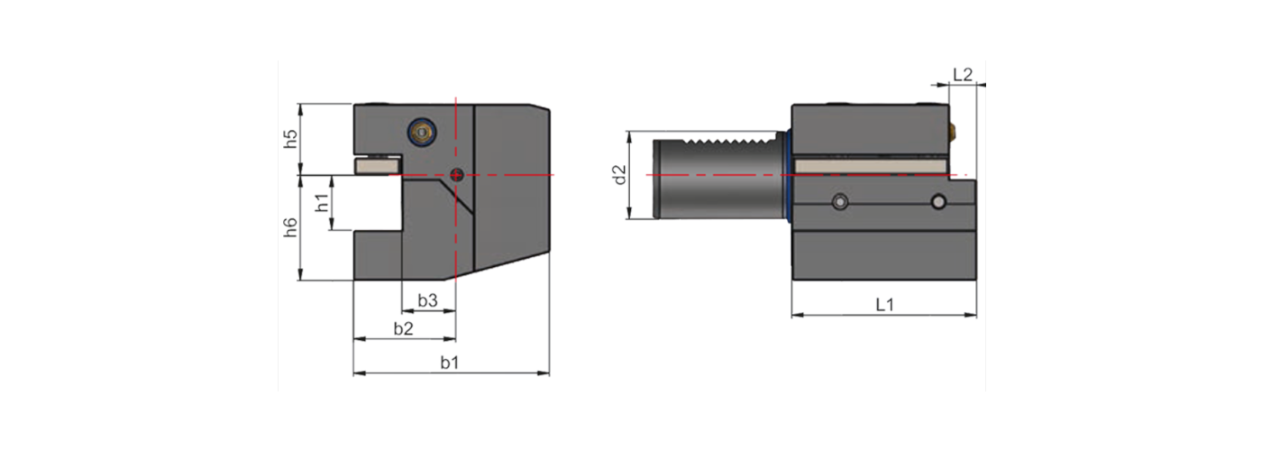 Zeichnung Axial-Werkzeughalter VDI Form C2