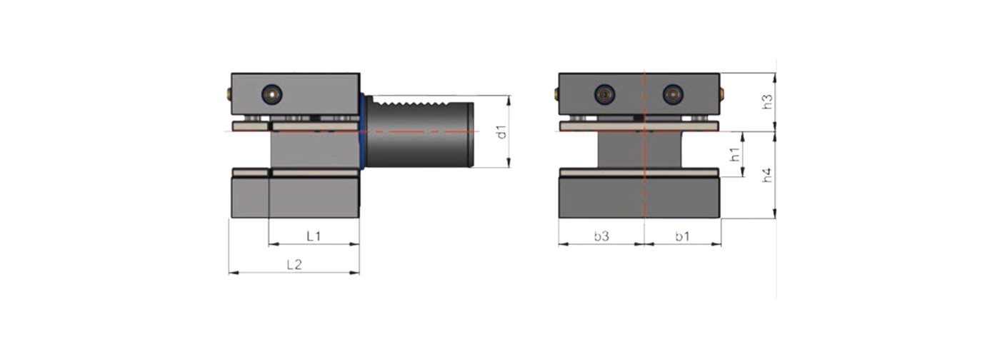 Zeichnung Vierkant-Aufnahme VDI Form D1