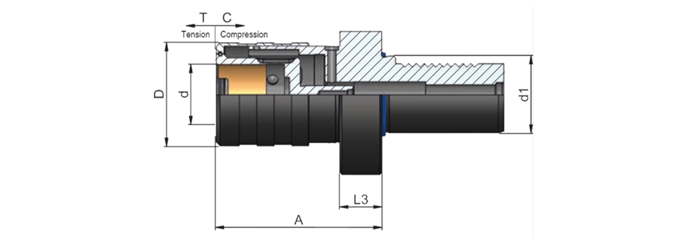 Zeichnung Gewindeschneidfutter mit Ausgleich VDI