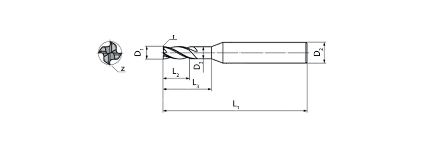 Zeichnung VHM Fräser