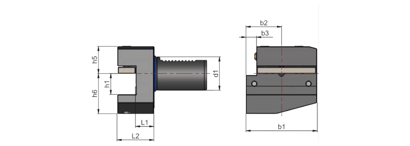 Zeichnung Radial-Werkzeughalter VDI Form B2